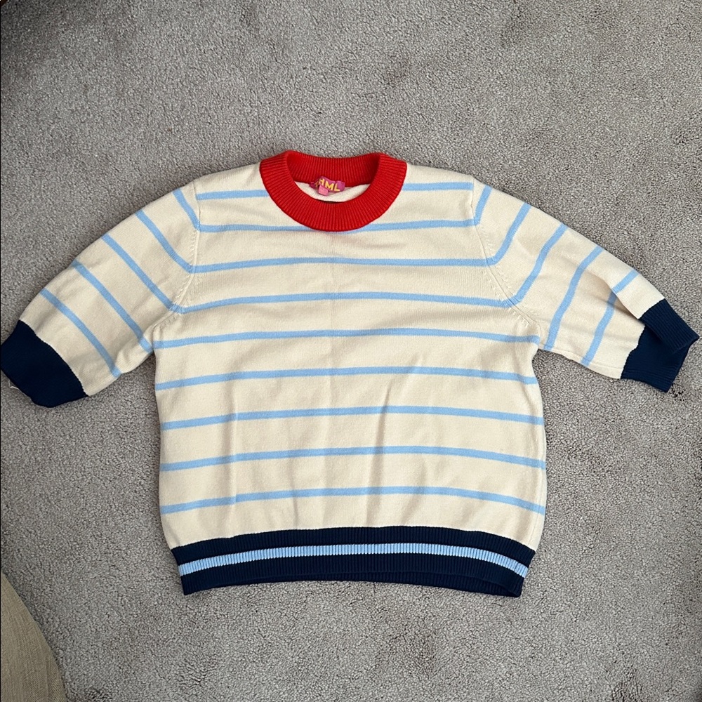 THML Red Collar Sweater with Blue Stripe